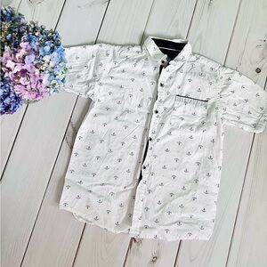 Cotton Anchors Print Short Sleeve Buttons Down